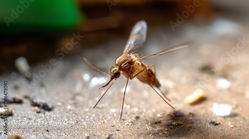 Close-Up of a Flying Mosquito Being Exterminated with Insecticide Spray