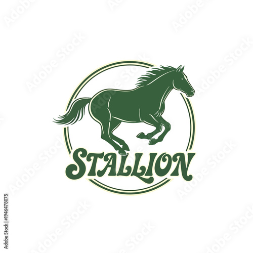 Vigorous Stallion Galloping Horse Vector Graphic Illustration Emblem