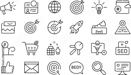 Collection of flat design vector icons representing various everyday concepts and activities isolated on transparent background