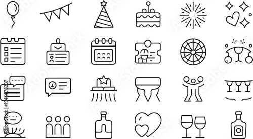 Collection of hand drawn flat design icons isolated on transparent background