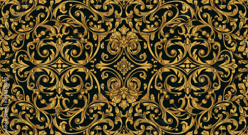 Golden ornate floral swirling pattern design.