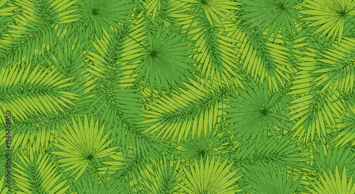 Green Fern Leaves Natural Foliage Pattern.
