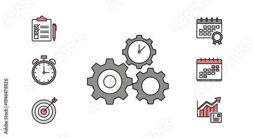 Gears and clocks for business planning.