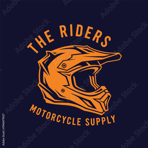 Orange motorcycle helmet logo for riders motorcycle supply store.