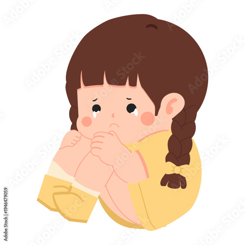 Sad Girl Crying Illustration