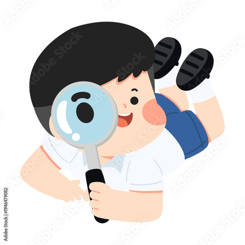 Child Student Holding Magnifying Glass