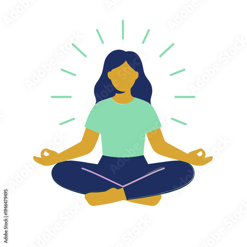 A woman practices yoga in a serene outdoor environment with nature and emotions.