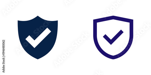 Two shields with checkmarks, isolated on transparent background