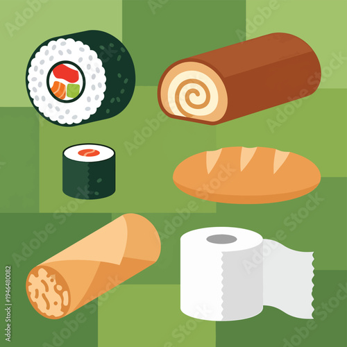 Assortment of Vector Foods and Toilet Paper