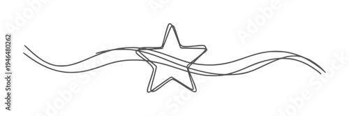 Single dark grey star shape with flowing wavy lines white