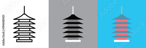 シンプルな五重塔のアイコン