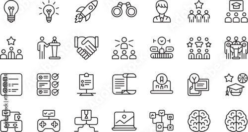 Collection of Modern Business and Education Icons for Presentations