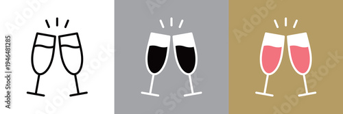 シャンパングラスで乾杯のアイコン
