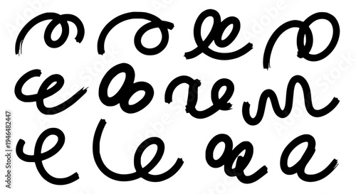 Letters hand drawn with black grunge brush strokes on white background featuring handwritten font, artistic text,