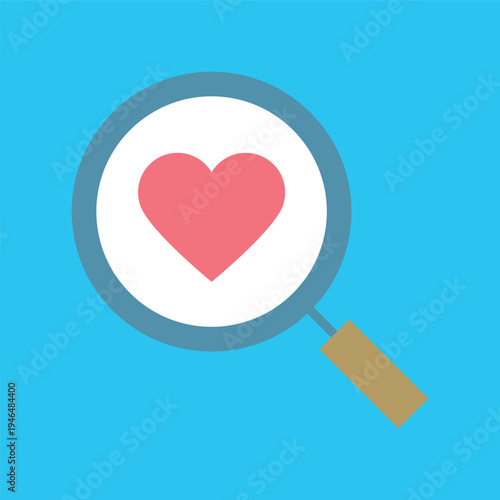 ハートを見る虫眼鏡アイコン