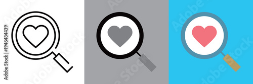 ハートを見る虫眼鏡アイコン