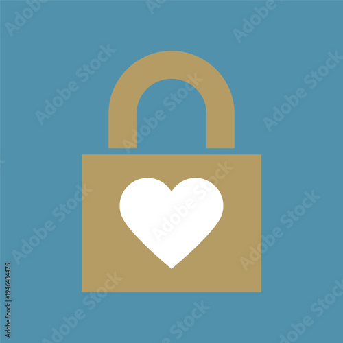 シンプルな南京錠のハートアイコン