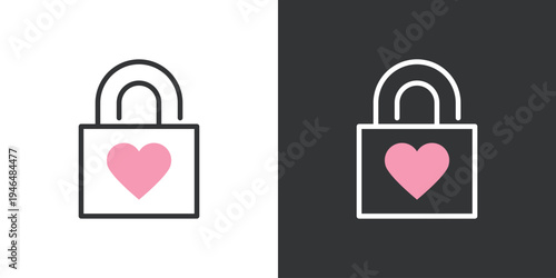 シンプルな南京錠のハートアイコン