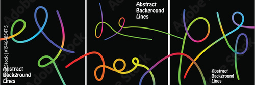 Vibrant neon light trails on black background with text overlay