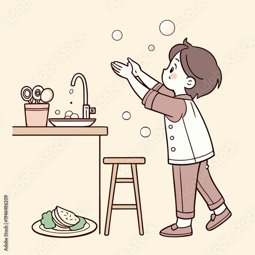 Child washing hands before eating