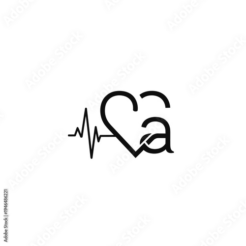 Heart symbol with ekg and letters on white background vector design