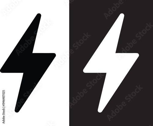 Lightning bolt vector icon, Thunder icon, Storm pictogram, Flash light sign, electric power symbol, Vector illustration