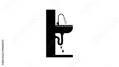 leaking water tap, black isolated silhouette