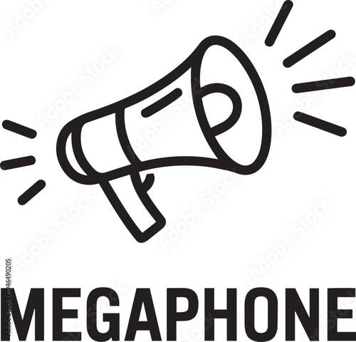 Simple Outline Megaphone Icon with Text