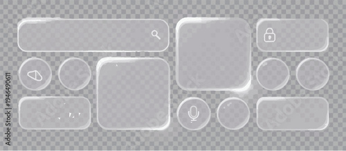 Transparent UI Elements With Icons For Search Microphone Lock And Shapes user interface ui elements