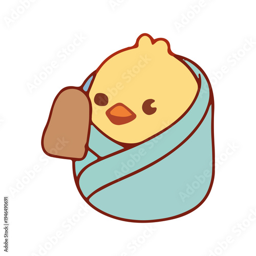 Cute Baby Chick Swaddled