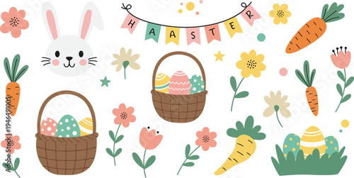 Hand drawn happy easter day concept