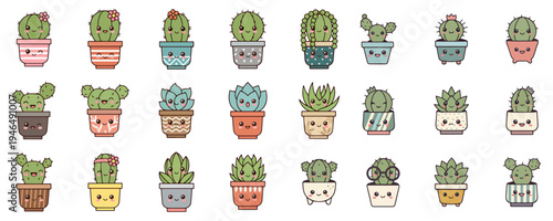Cute Pixel Art Cacti Collection