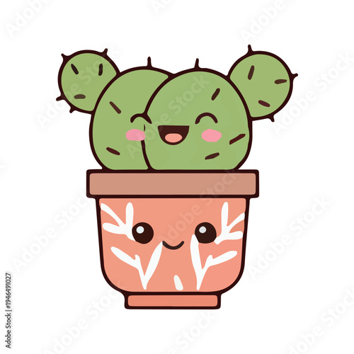 Cute Kawaii Cactus Illustration