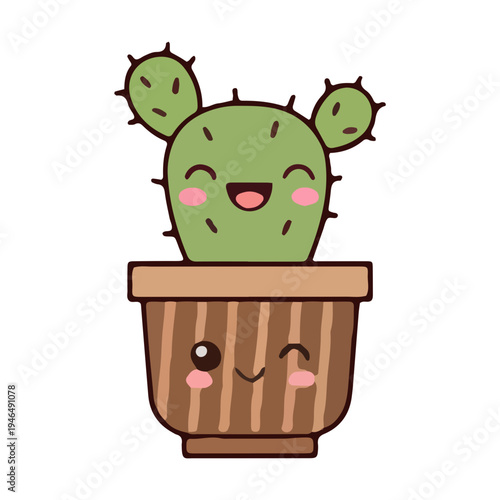 Cute Kawaii Cactus Illustration