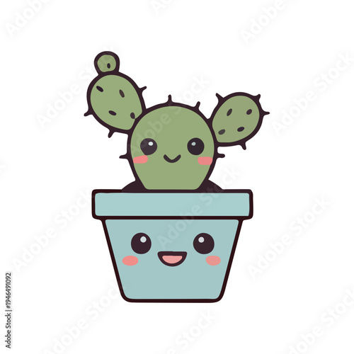 Cute Kawaii Cactus Illustration