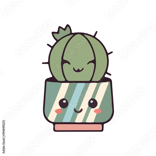 Cute Kawaii Cactus Illustration