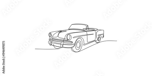 Foto Continuous line drawing of a vintage convertible car on a white background class