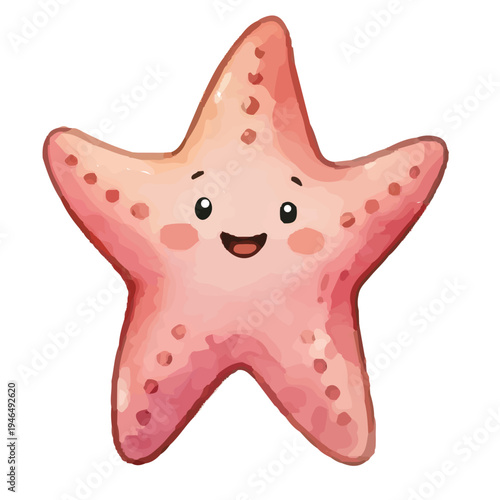 Red Starfish Illustration on White Background