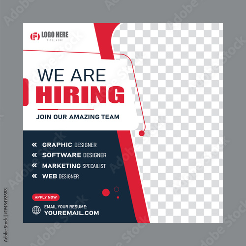 We are hiring job vacancy web banner and social media post template