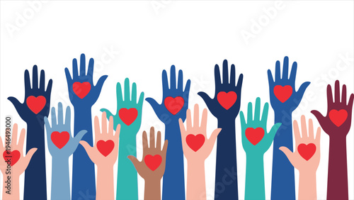 Volunteering, Community Support, and Charity Flat Vector Illustration