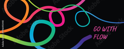 Vibrant abstract color lines pattern with swirling shapes and gradient flow