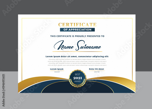 Certificate of Appreciation Award Template for Recognition and Achievement