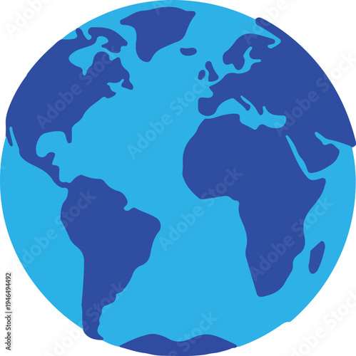 Blue Globe Illustration On White Background For Global Concepts And Earth Day Themes