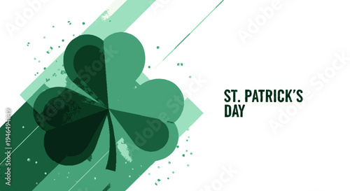 Green shamrock on white background with st patrick's day text