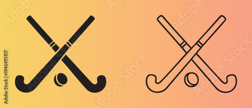 Crossed field hockey sticks with ball flat design illustration