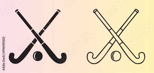 Crossed field hockey sticks with ball vector illustration