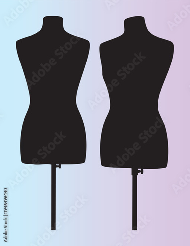 Fashion dressmakers mannequins with different body shapes isolated