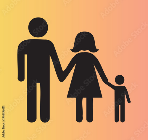 Family silhouette holding hands together in unity and love