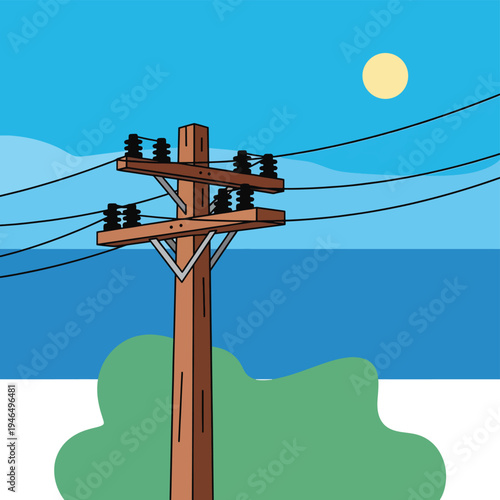 Power Pole Under a Blue Sky