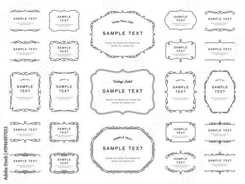 Collection of vintage labels with decorative frames. Vintage frames, borders, labels and dividers designed with editable lines. Retro vector illustration on a white background.